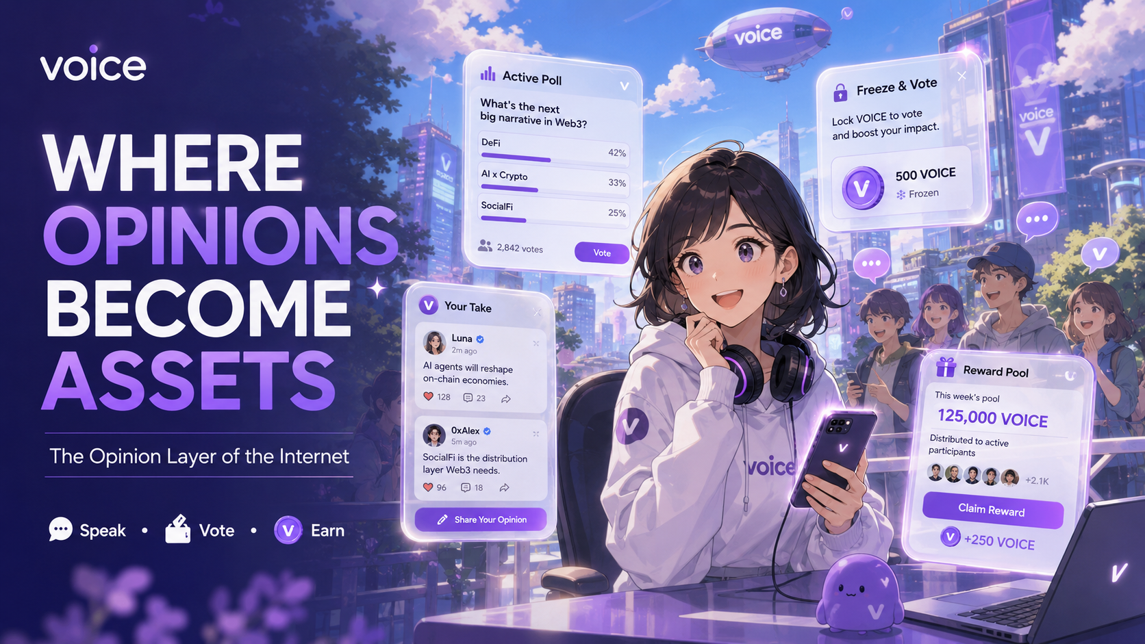 VOICE: Earn CLOUT Toward the $VOICE Airdrop VOICE: Earn CLOUT Toward the $VOICE Airdrop