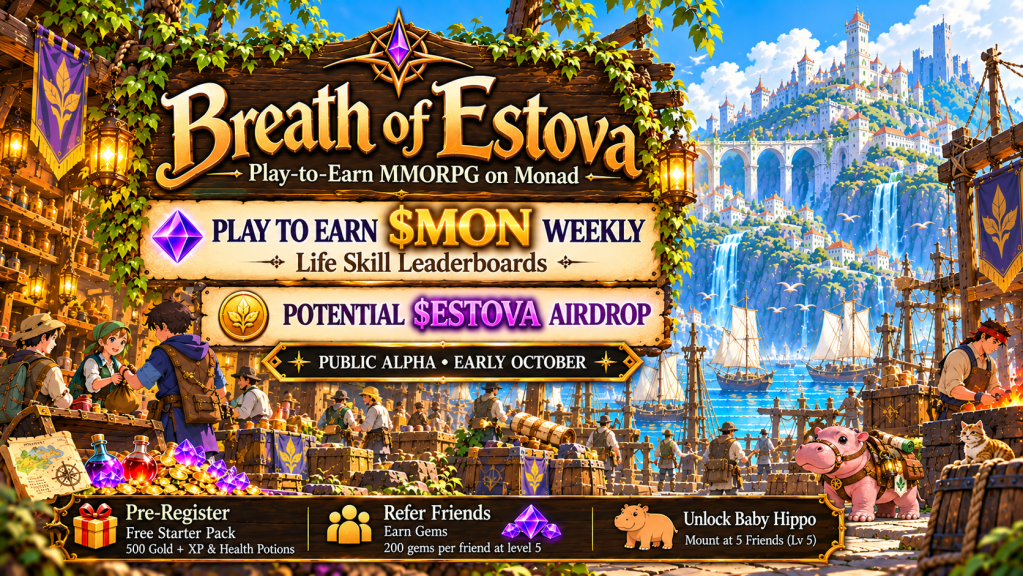 Breath of Estova 2D MMORPG artwork and play-to-earn guide